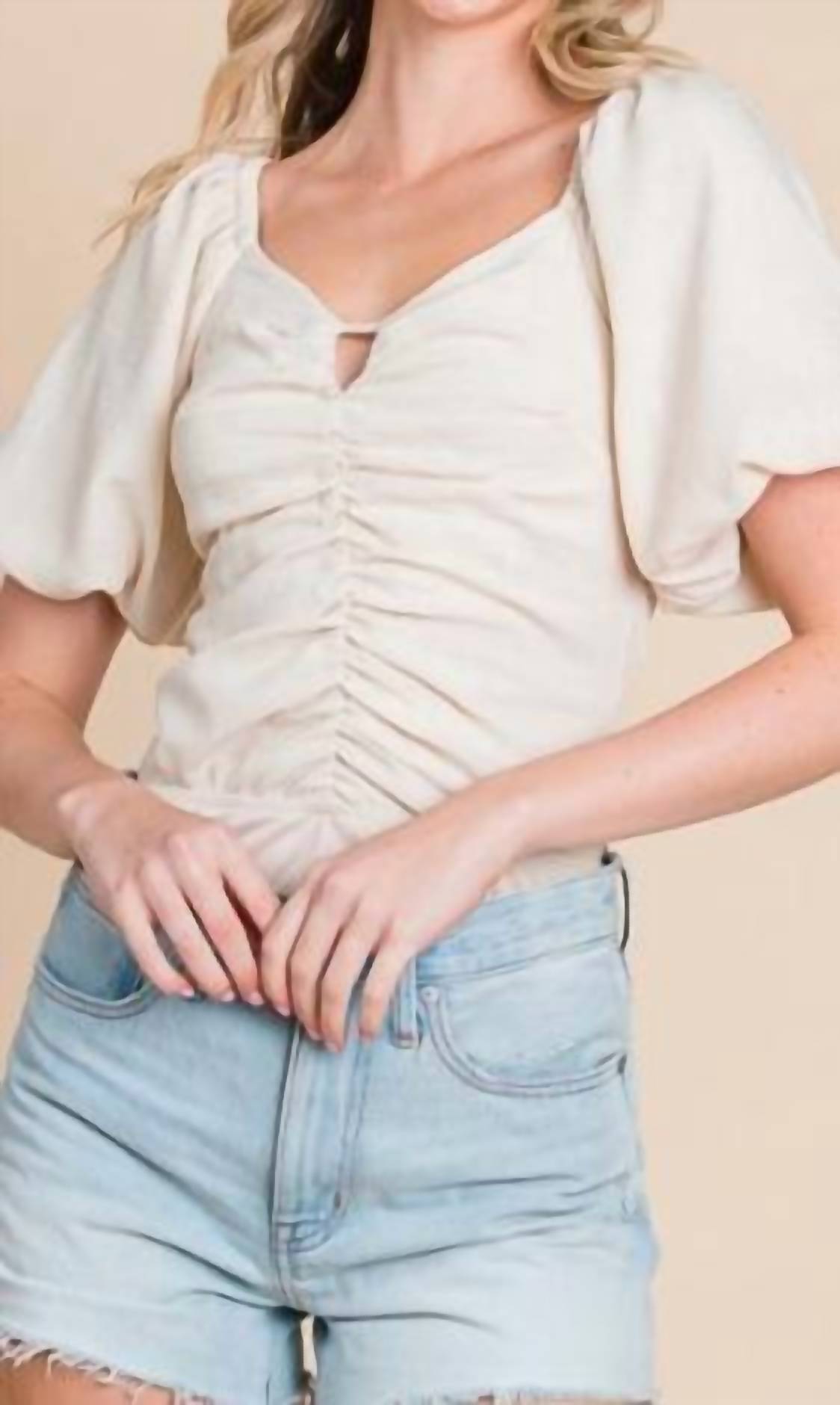 Vanilla Bay - Woven Short Sleeve Bodysuit