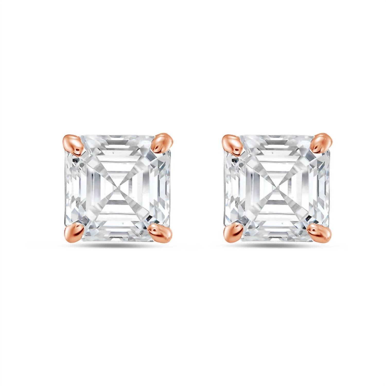 Diana M Jewels - 8.00 Cts Lab Grown Asscher Cut Stud Earrings