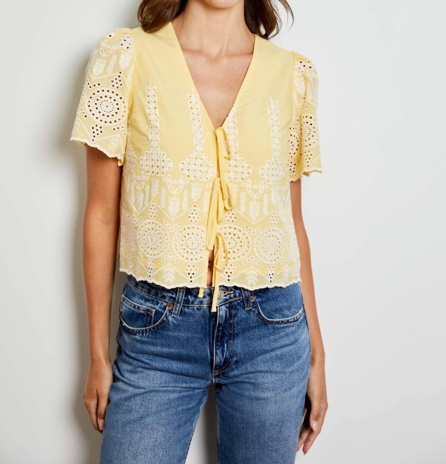 DESIGN HISTORY EYELET BLOUSE in summer solstice cbo - women's blouse - view 4