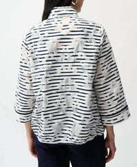 Joseph Ribkoff - Organza Stripe Zip Up Jacket