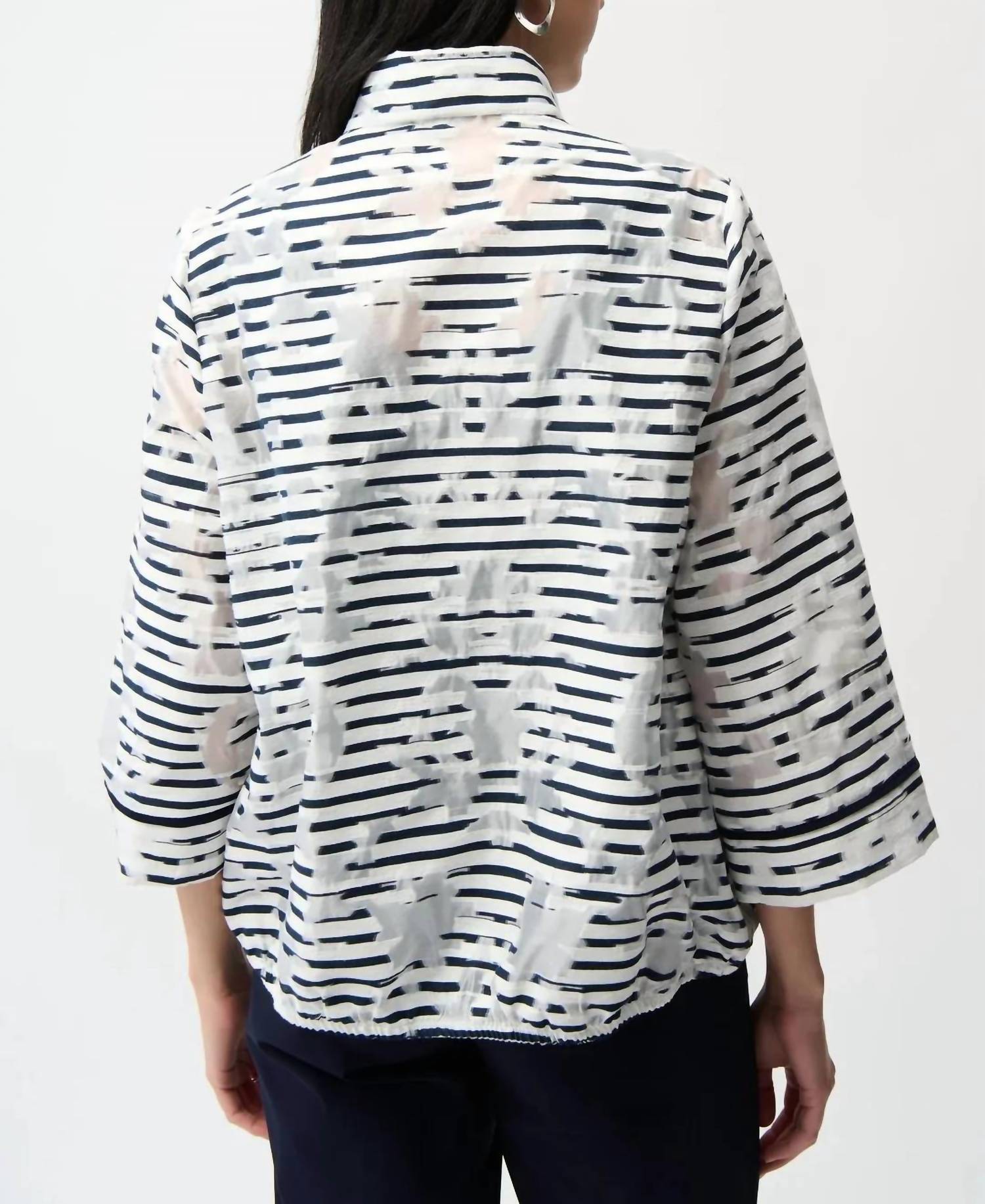 Joseph Ribkoff - Organza Stripe Zip Up Jacket