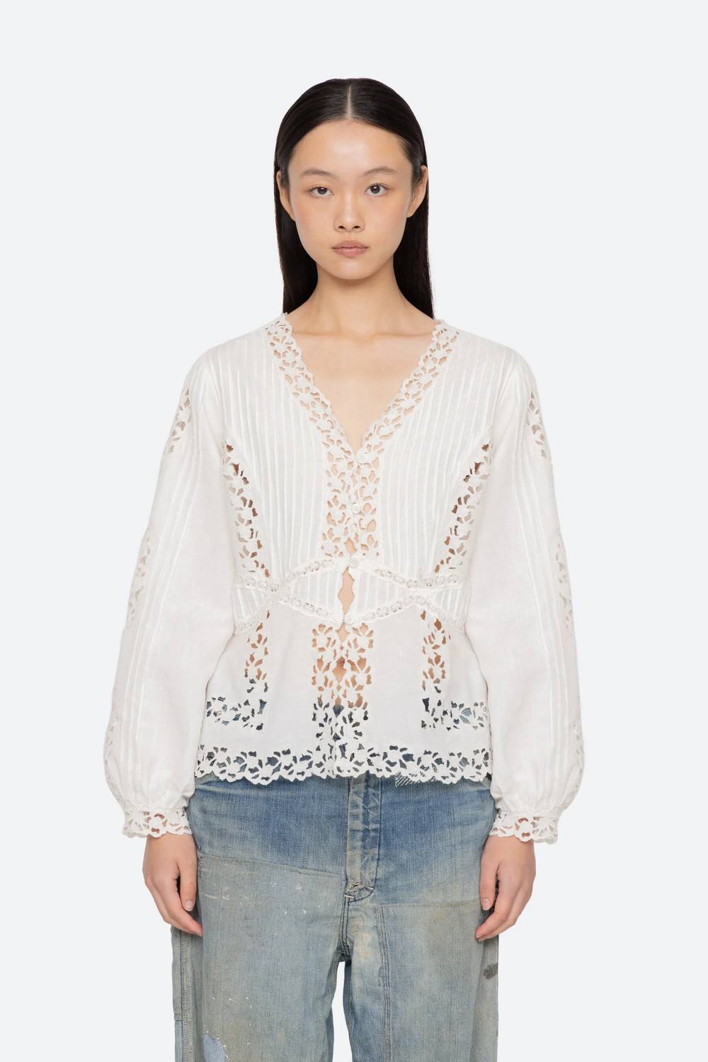 Sea - Sofia Embroidery Long-sleeve Blouse