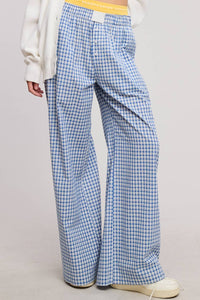 Mimosa - Mid Rise Elasticized Waistband Gingham Pattern Pants