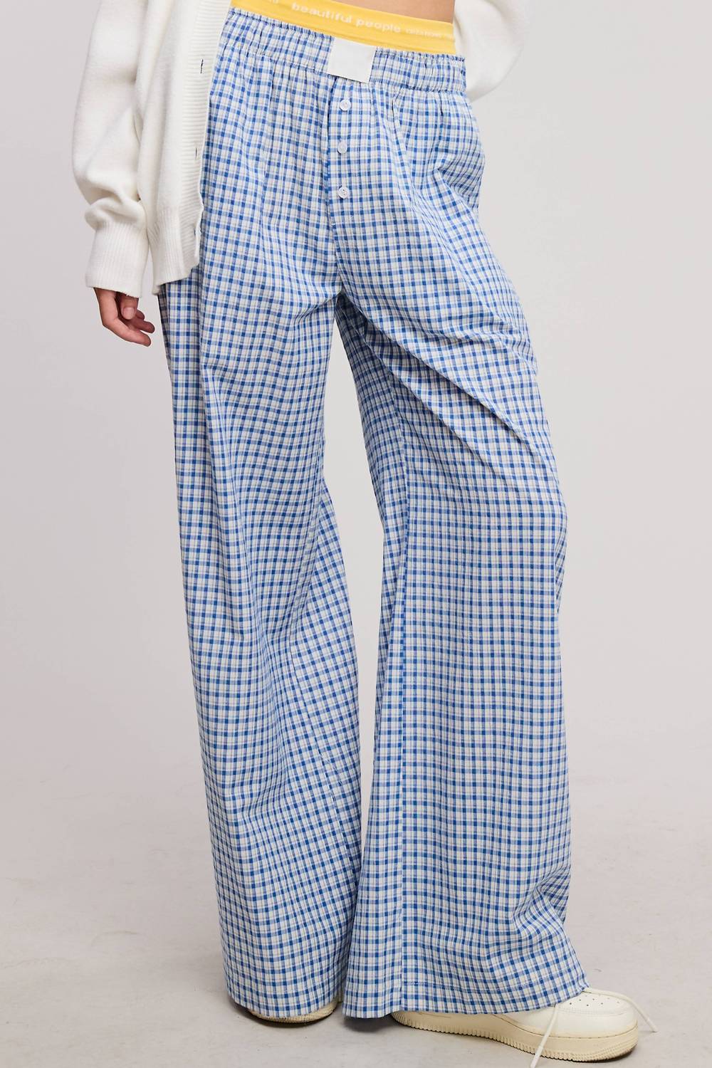 Mimosa - Mid Rise Elasticized Waistband Gingham Pattern Pants