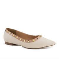 Andrea Women's Studded Flat Shoes in bone - women's flats