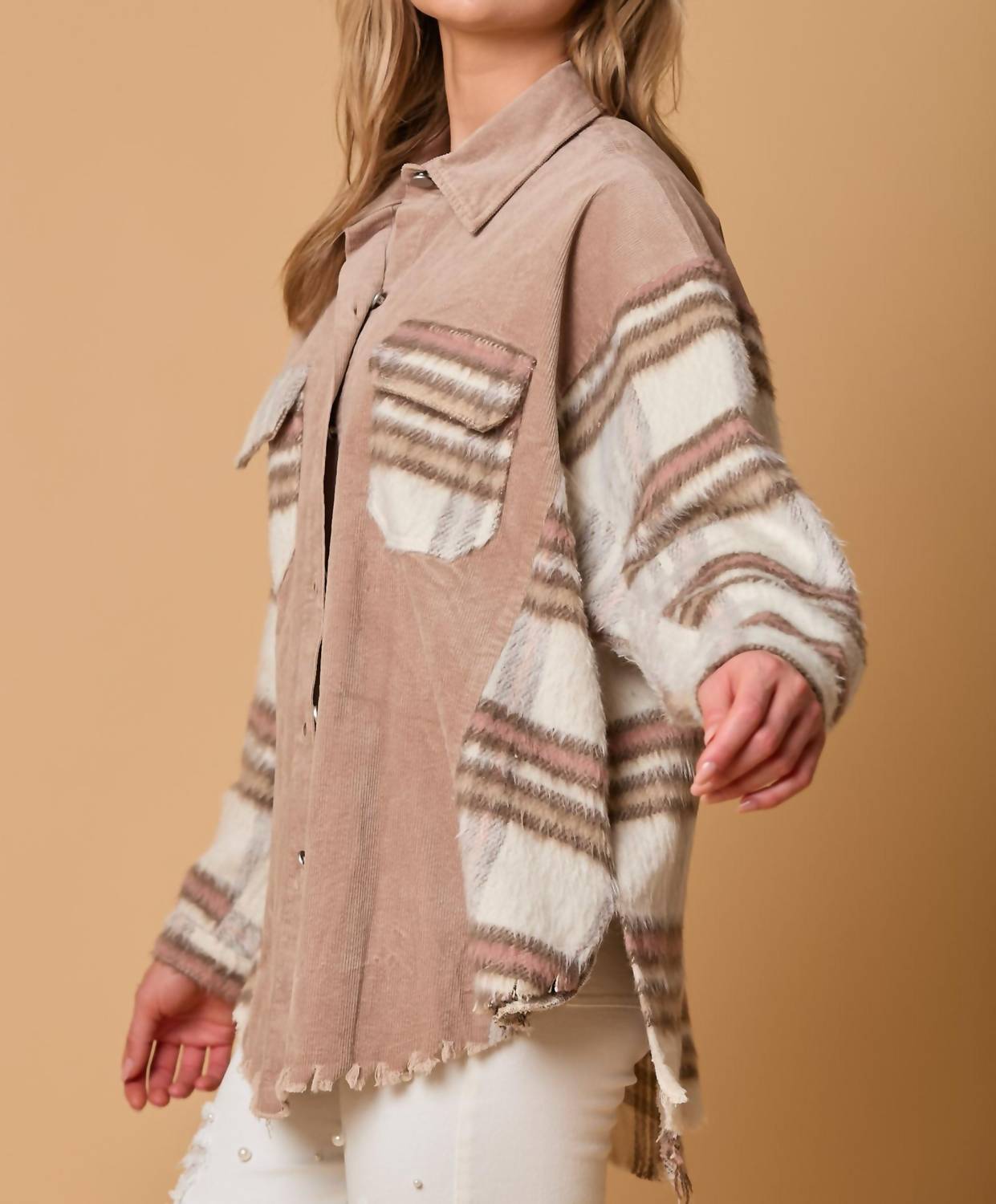 Fantastic Fawn - Corduroy Flannel Mixed Jacket