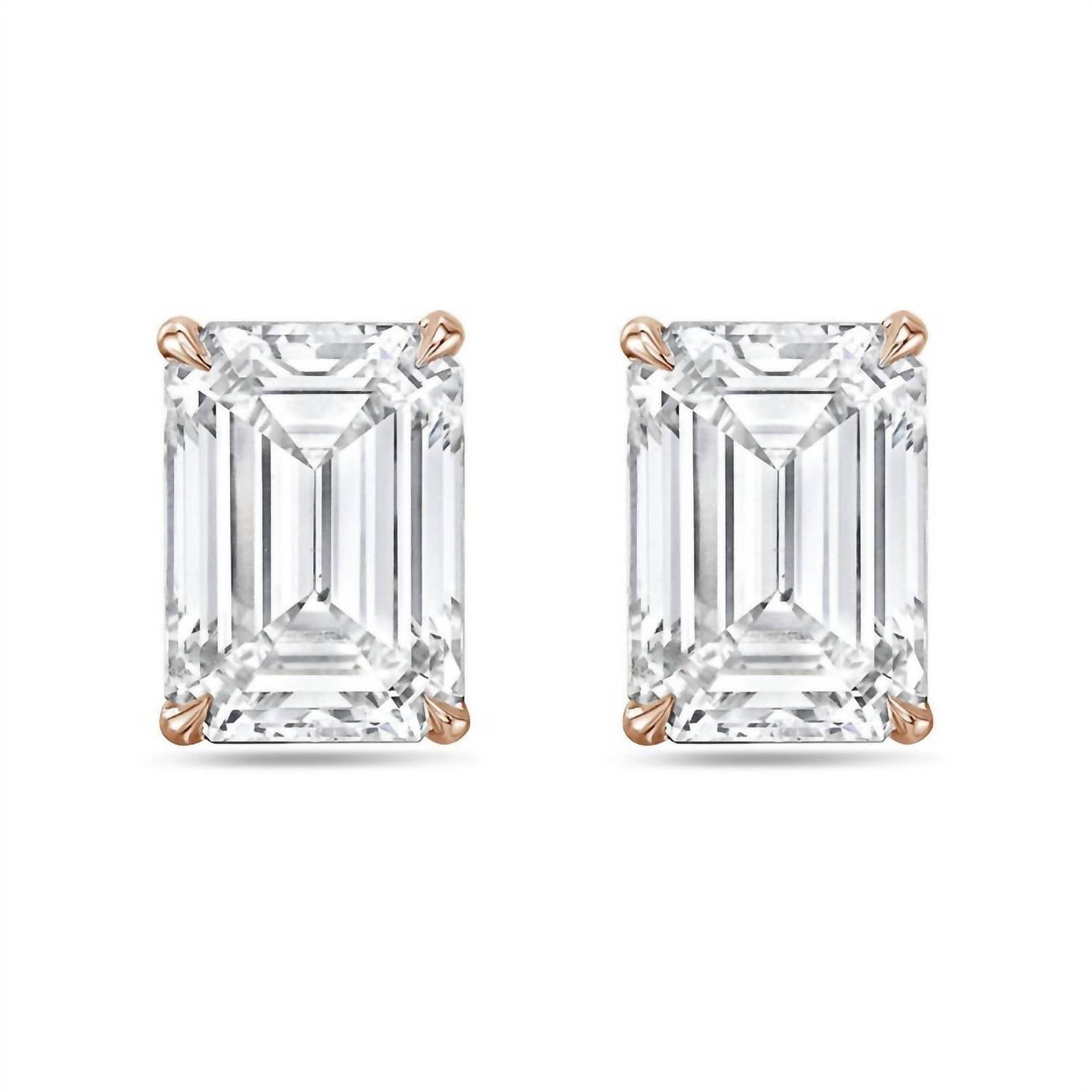 Diana M Jewels - 8.00 Cts Lab Grown Emerald Cut Stud Earrings