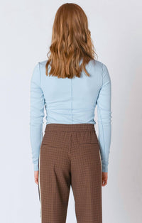 Dex Exposed Seam Turtleneck Top in ice blue - women's sweater - alternate view