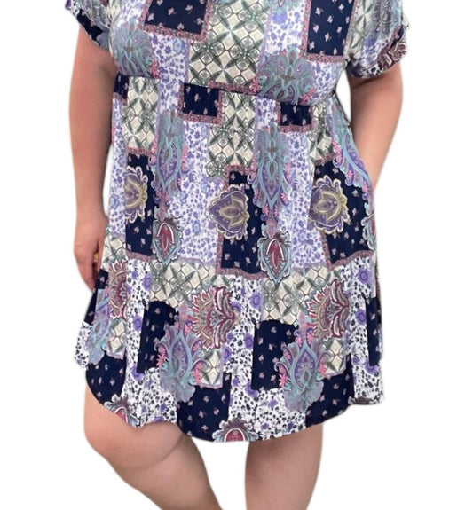 Honeyme - Patchwork Paisley Babydoll Dress