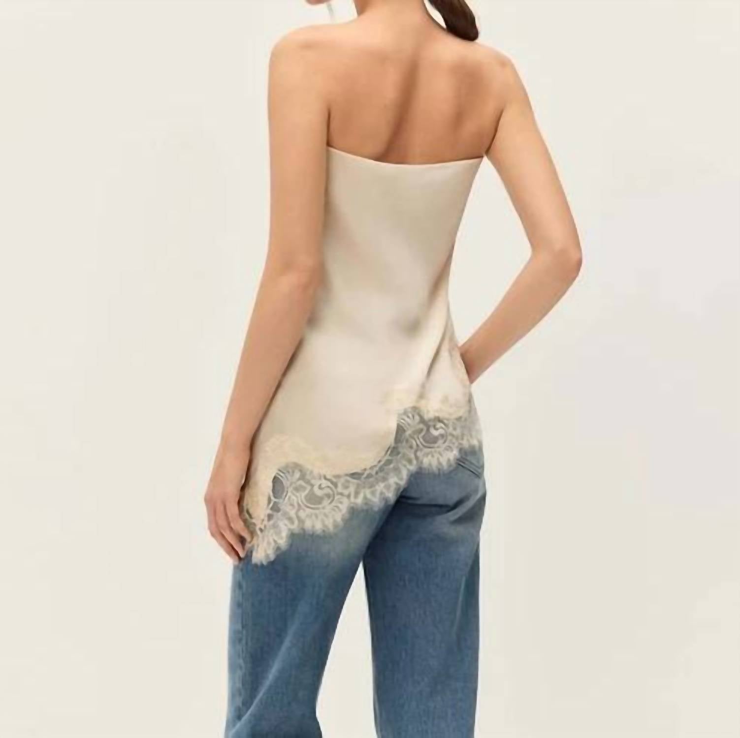 Elodie - Lacey Strapless Satin Top