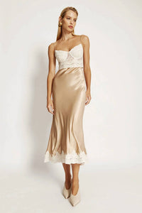 Bardot - Tzariana Satin Lace Midi Dress