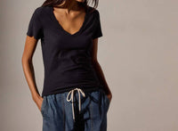 JAMES PERSE Casual Tee With Reverse Binding in deep - women's t-shirt - view 4