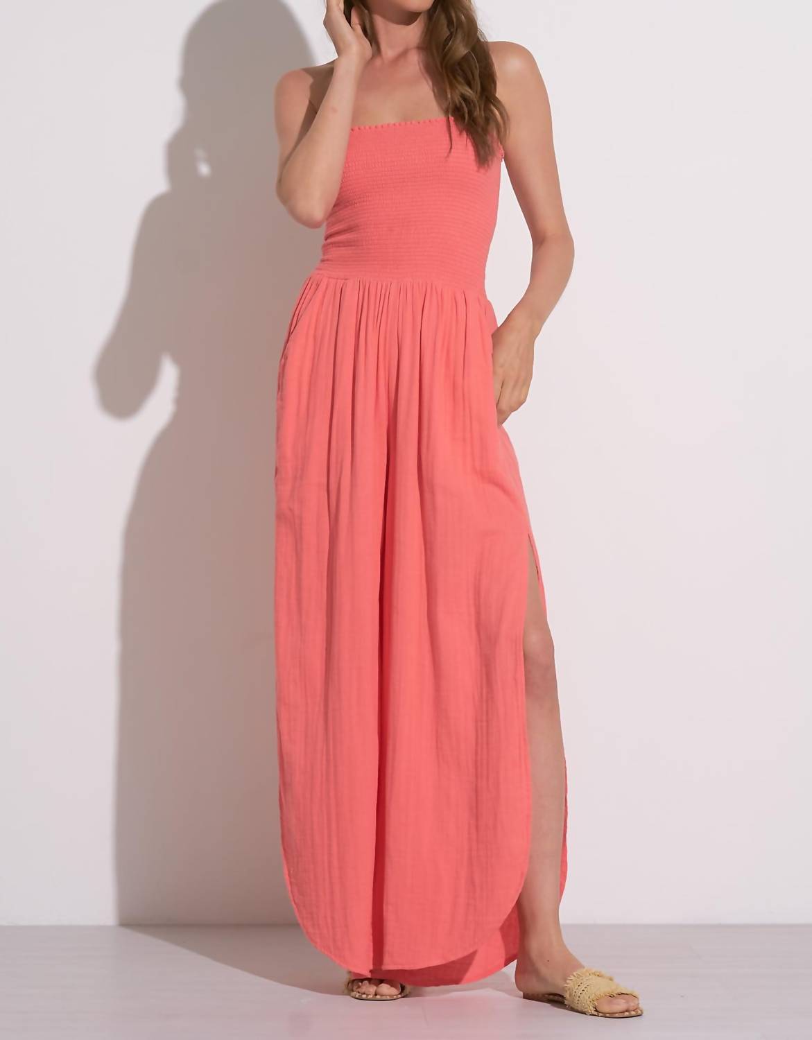 Elan - Women's Rhianna Coral Resort Strapless Romper