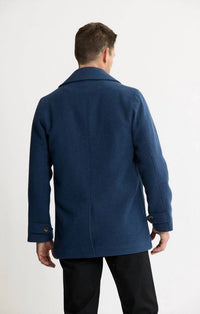 JACHS NEW YORK Mott Wool Blend Coat in warm blue - men's jacket - detail view
