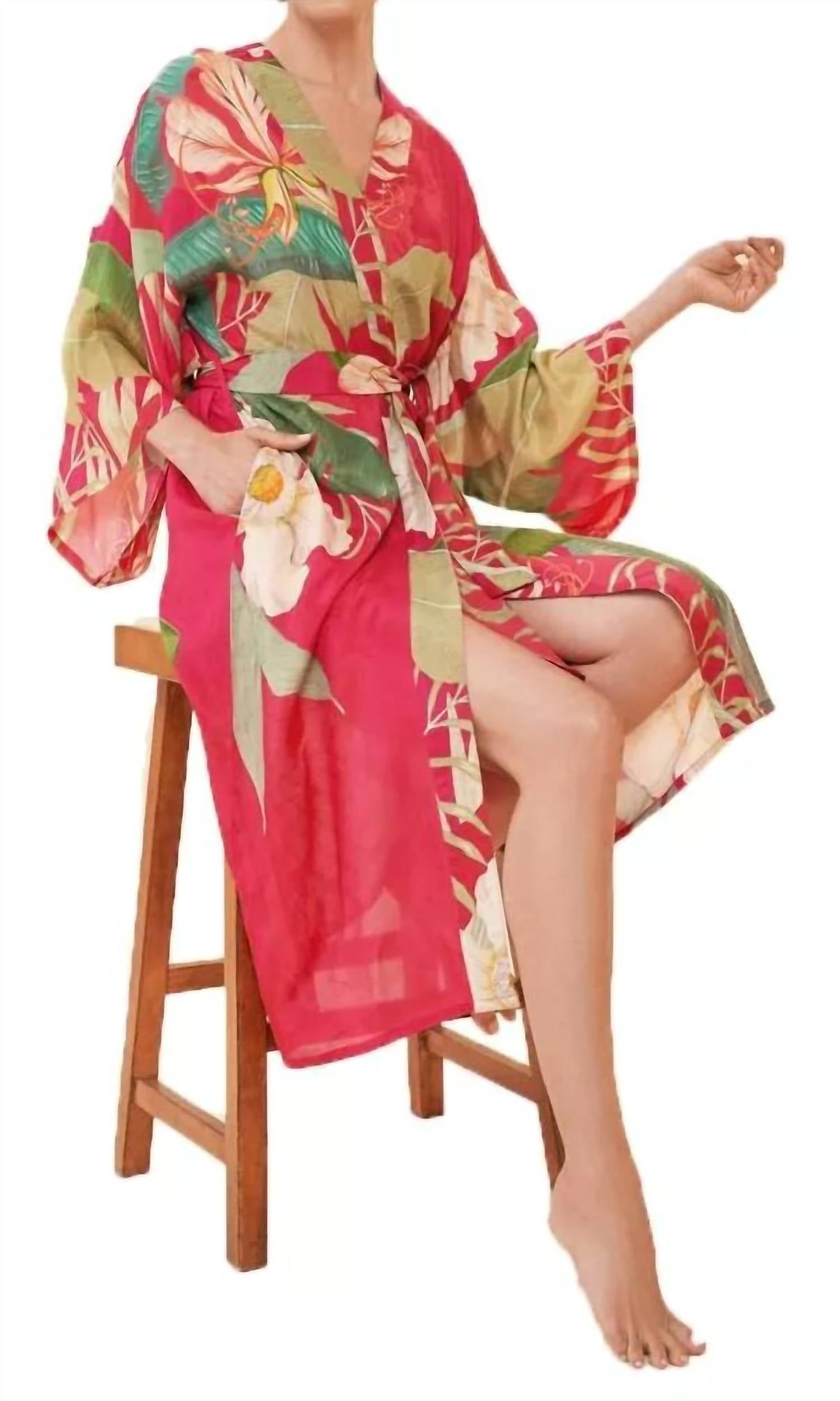 Powder - Delicate Tropical Kimono Gown