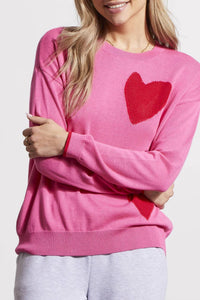 Tribal - Pointelle Heart Crewneck Sweater
