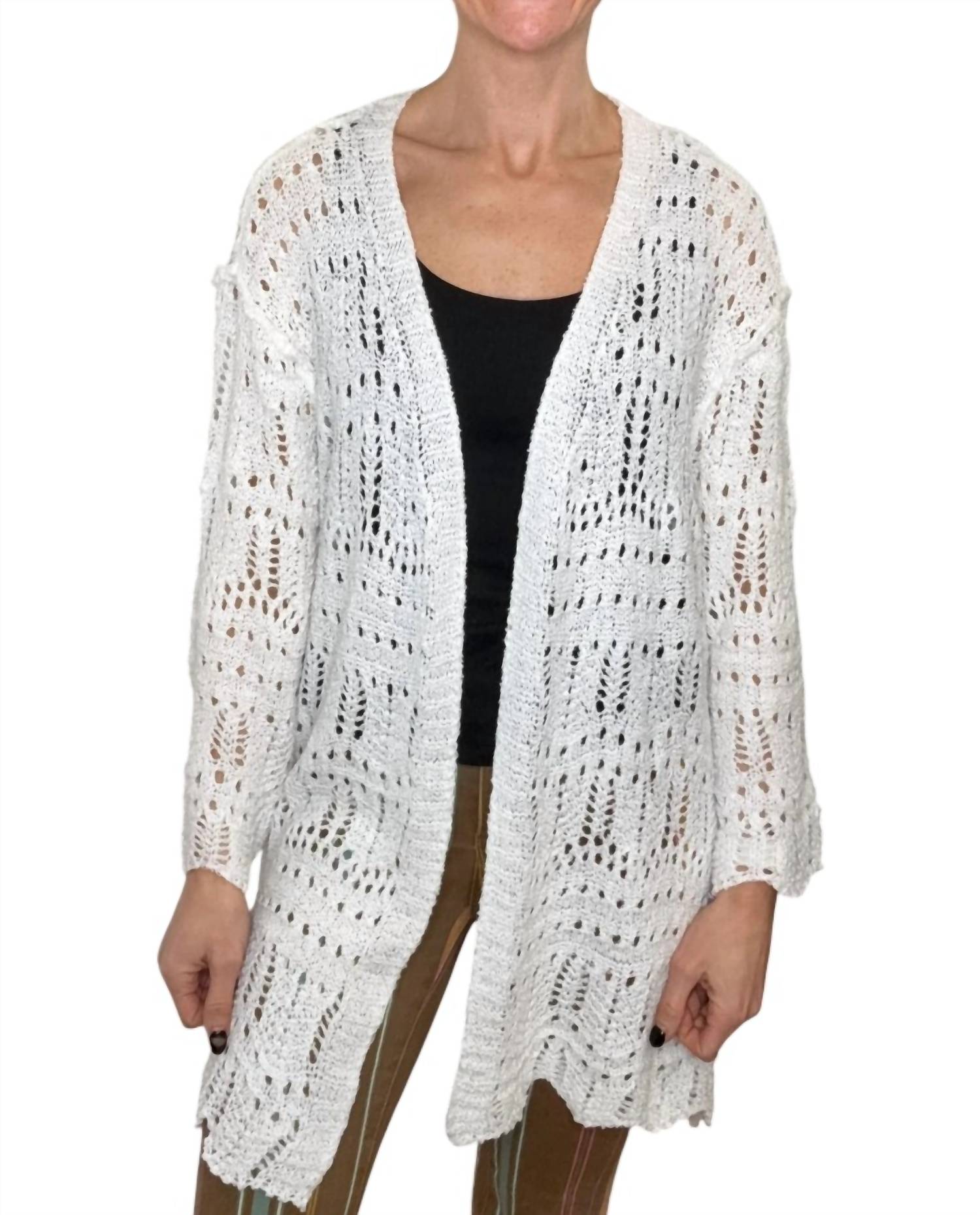 Pol - Aubrey Open Knit Kimono Sweater