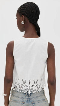 Rails Oregon Top in white palm embroidery - women's shirt - alternate view