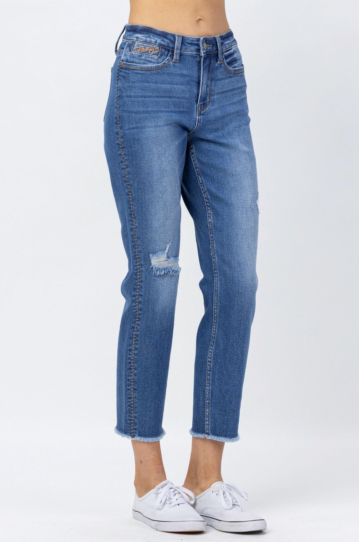 Judy Blue - Howdy High Waist Boyfriend Jeans With Stitched Seam Detail - Plus Size