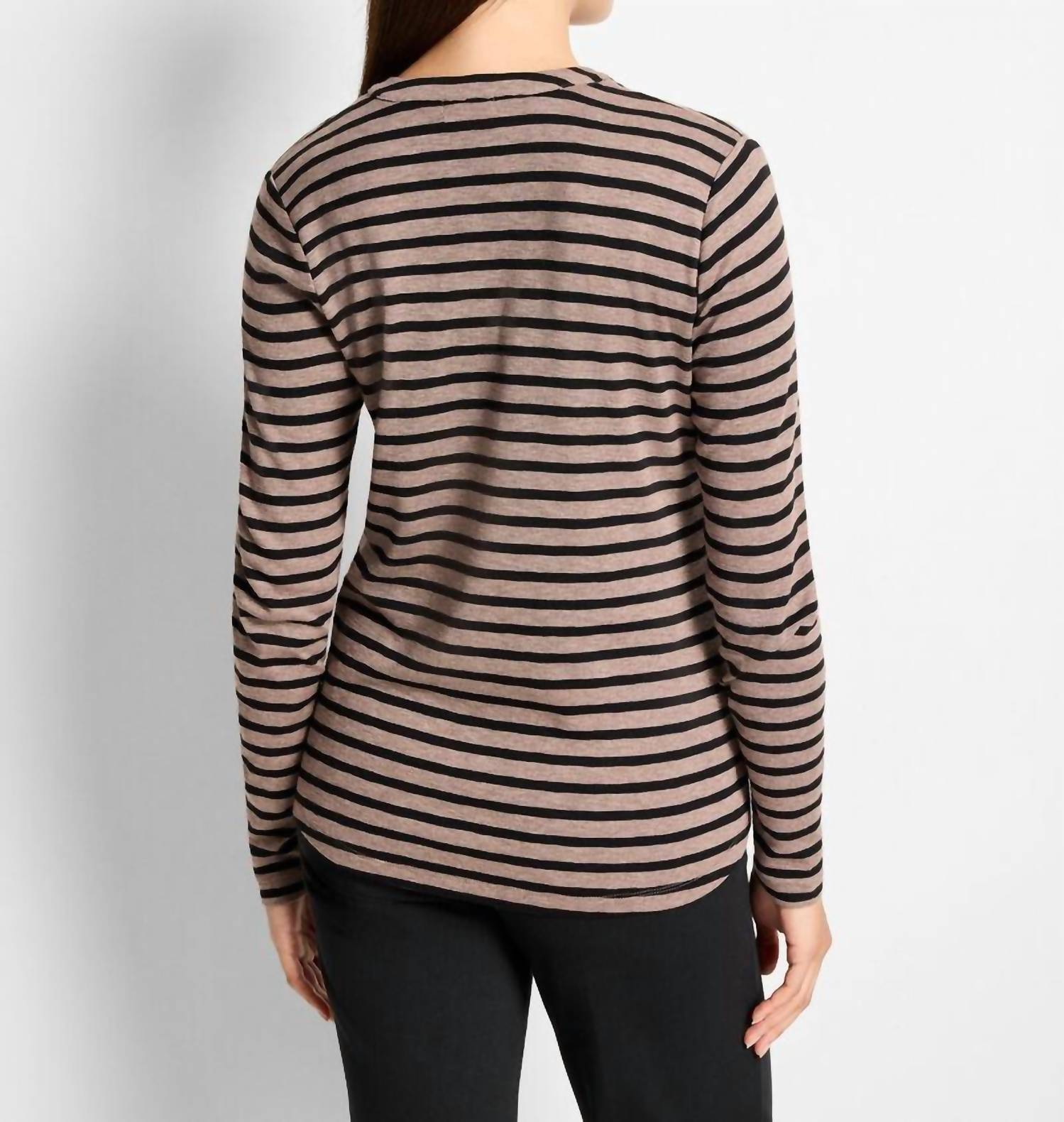 Nic + Zoe - Striped Long Sleeve Henley Tee
