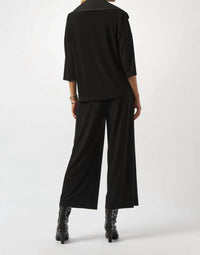 Joseph Ribkoff Oversized Zipped Collar 3/4 Sleeves Jumpsuit in black - women's pants - detail view