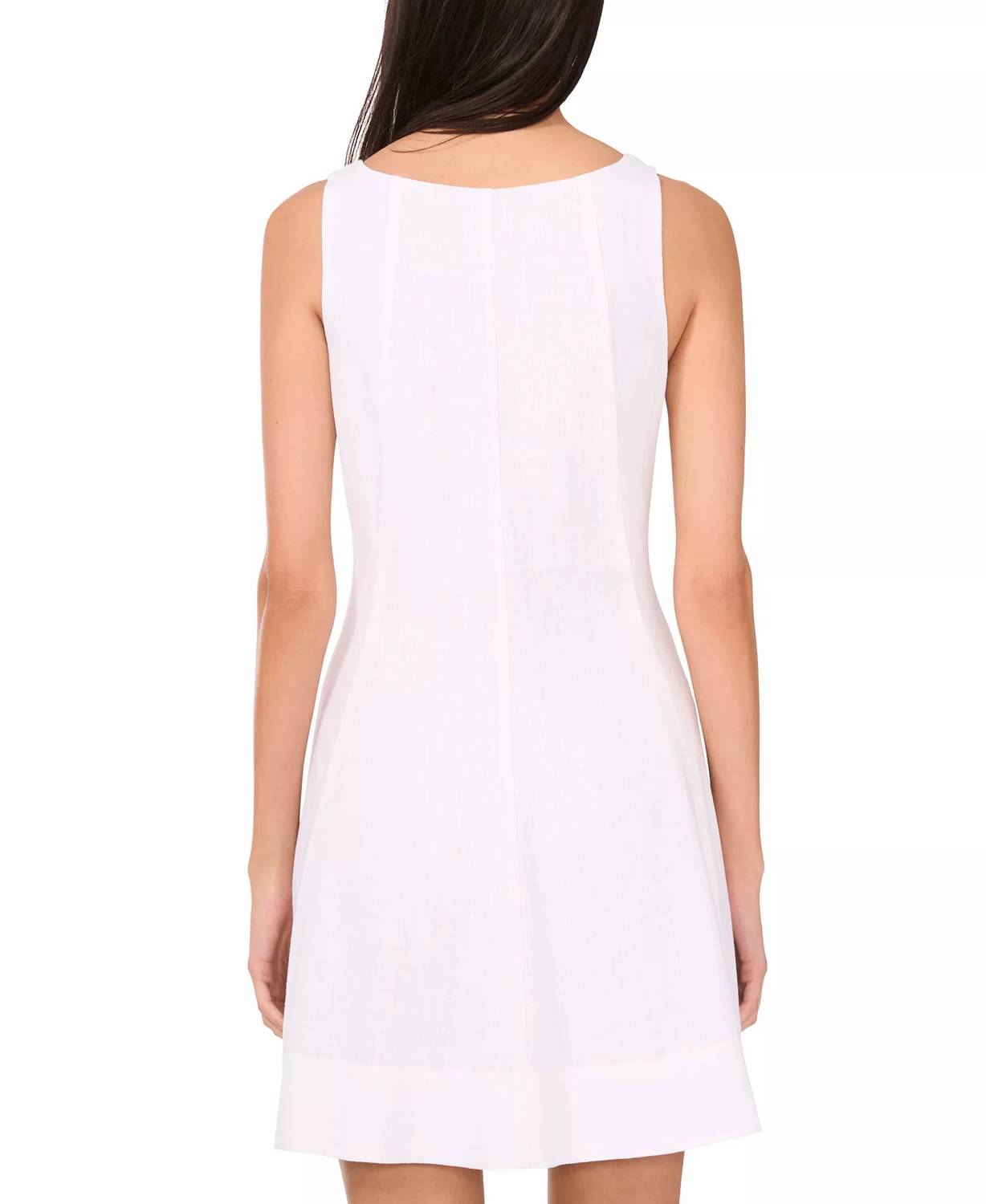 1.STATE Scoop-neck Full-circle Dress in ultra white - women's dress - detail view