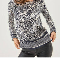 Lilly Pulitzer Tamika Knit Top in onyx lots to spot - women's long sleeve top
