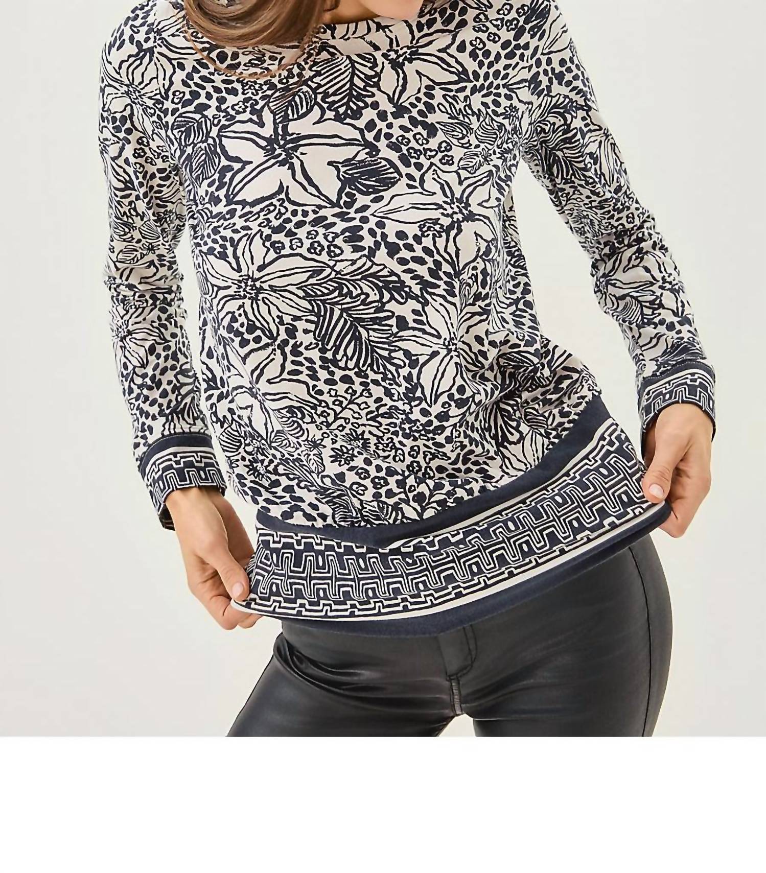 Lilly Pulitzer Tamika Knit Top in onyx lots to spot - women's long sleeve top