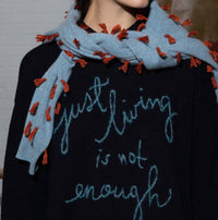 Lingua Franca Women's Just Living Is Not Enough Crewneck Sweater in navy - women's sweater - alternate view