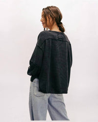 Free People Total Eclipse Tee in black - women's long sleeve top - alternate view