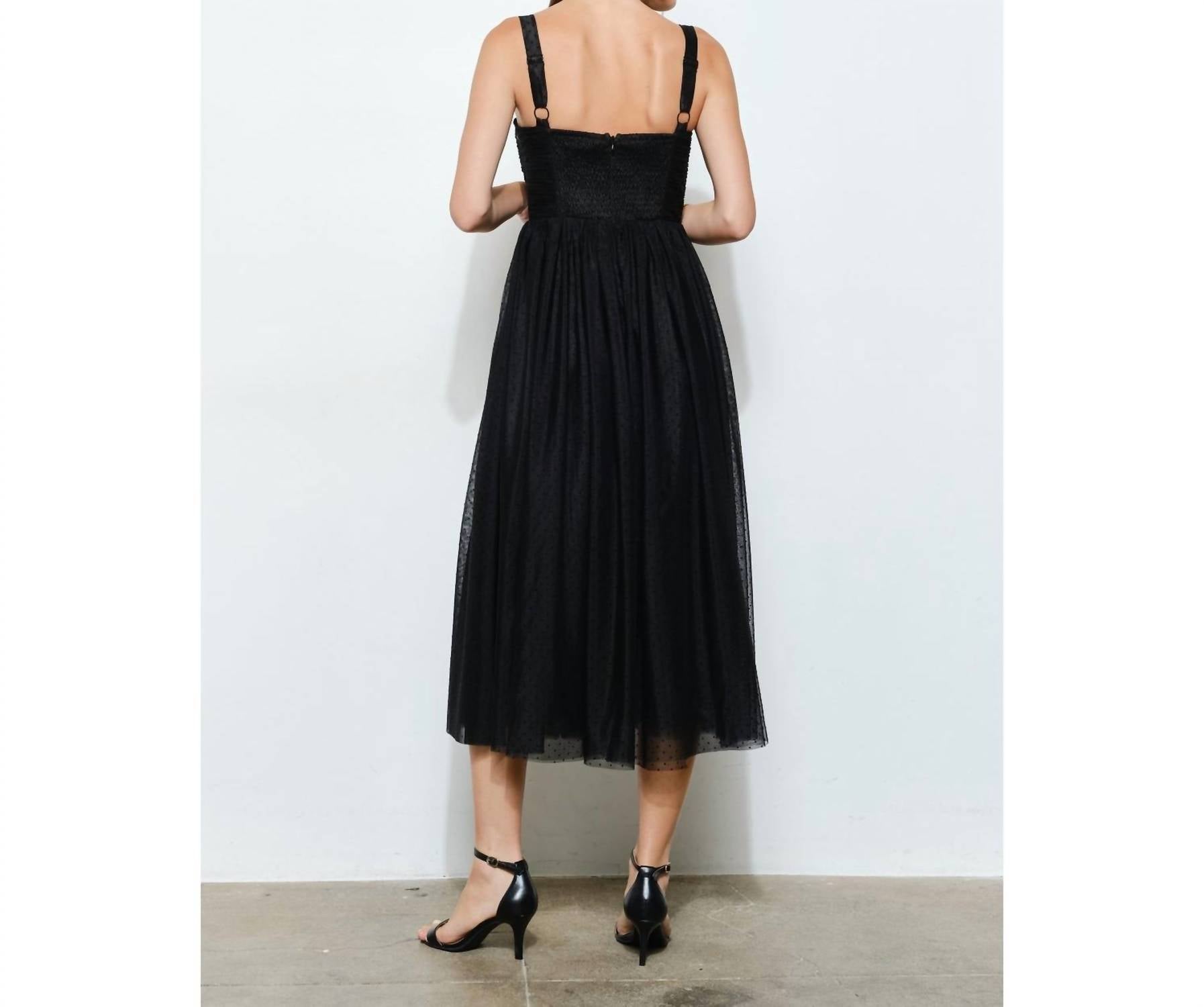 Ina Fashion - Mini Dot Tulle Bustier Midi Dress