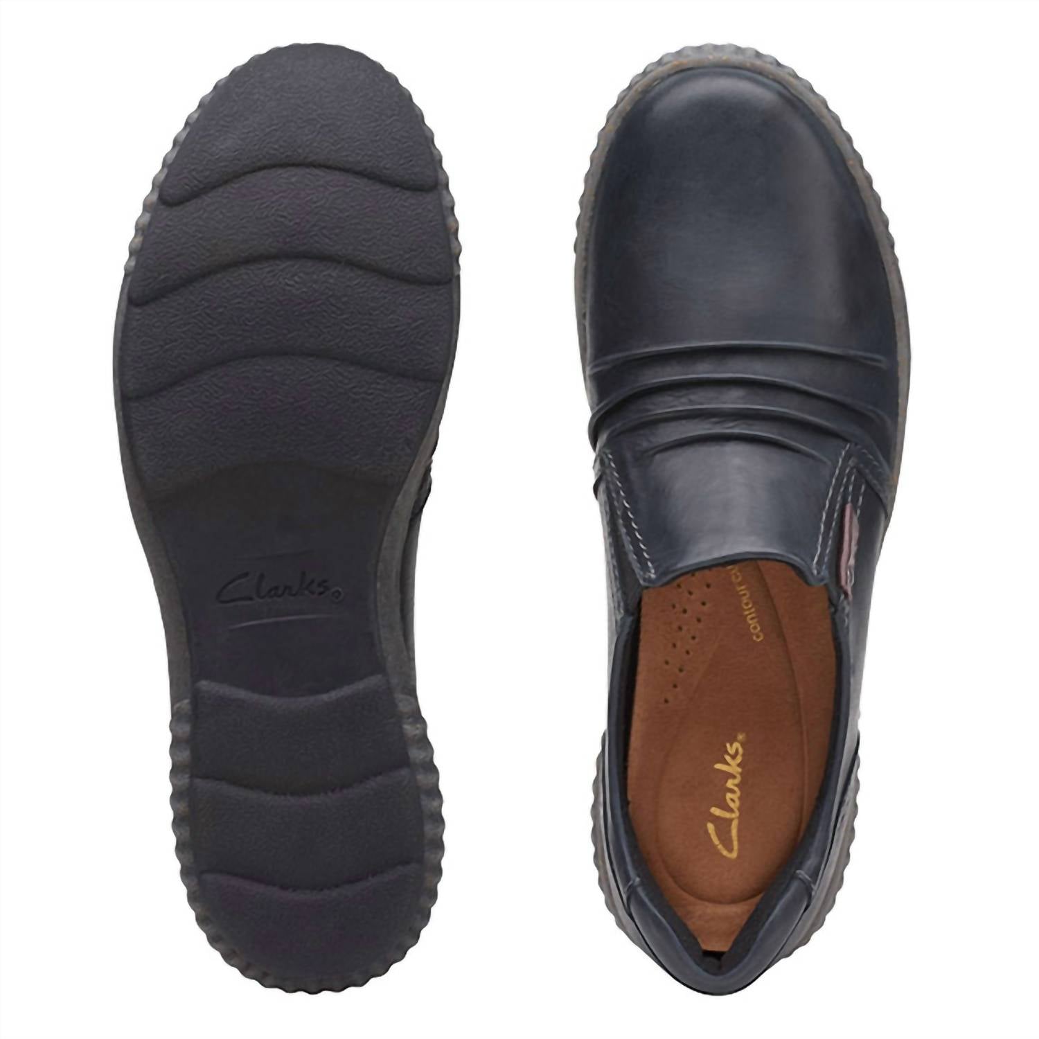 Clarks Women's Magnolia Faye Leather Shoes in black - women's sneaker - detail view