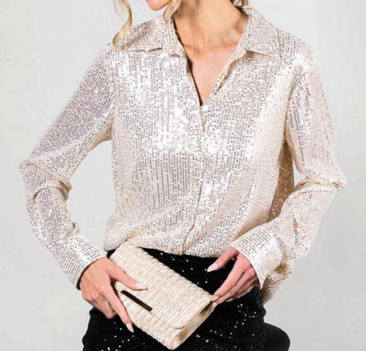 Vine & Love - Krista Long Sleeve Sequin Blouse