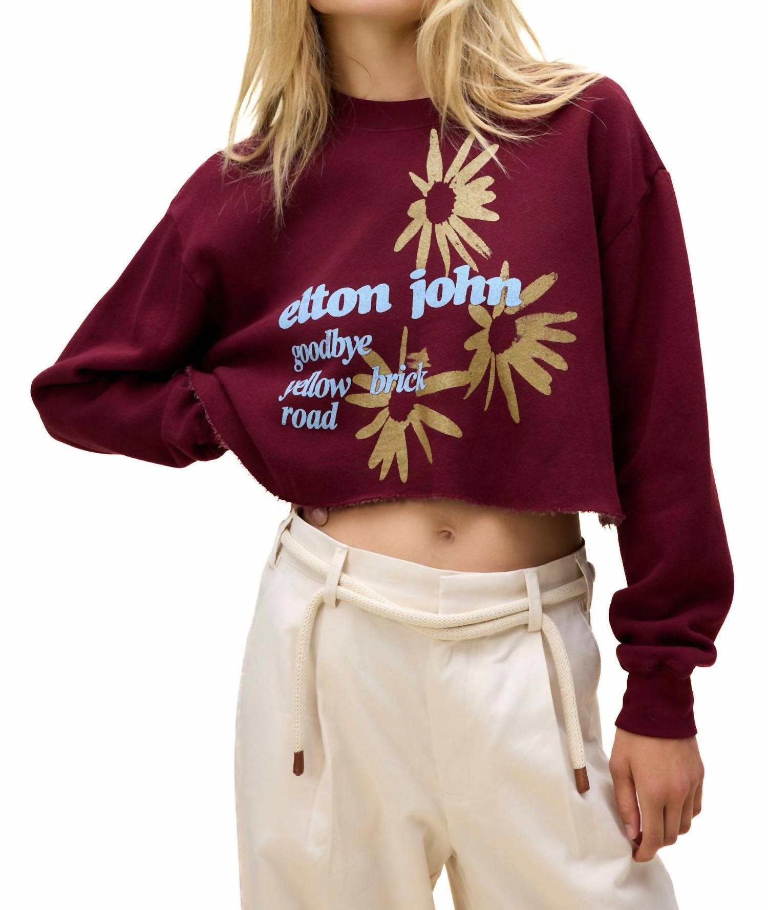 DAYDREAMER Elton John Yellow Brick Road Sweatshirt in dark cherry - women's sweater