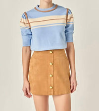 2.7 AUGUST APPAREL Jessica Sweater Top in blue - women's sweater