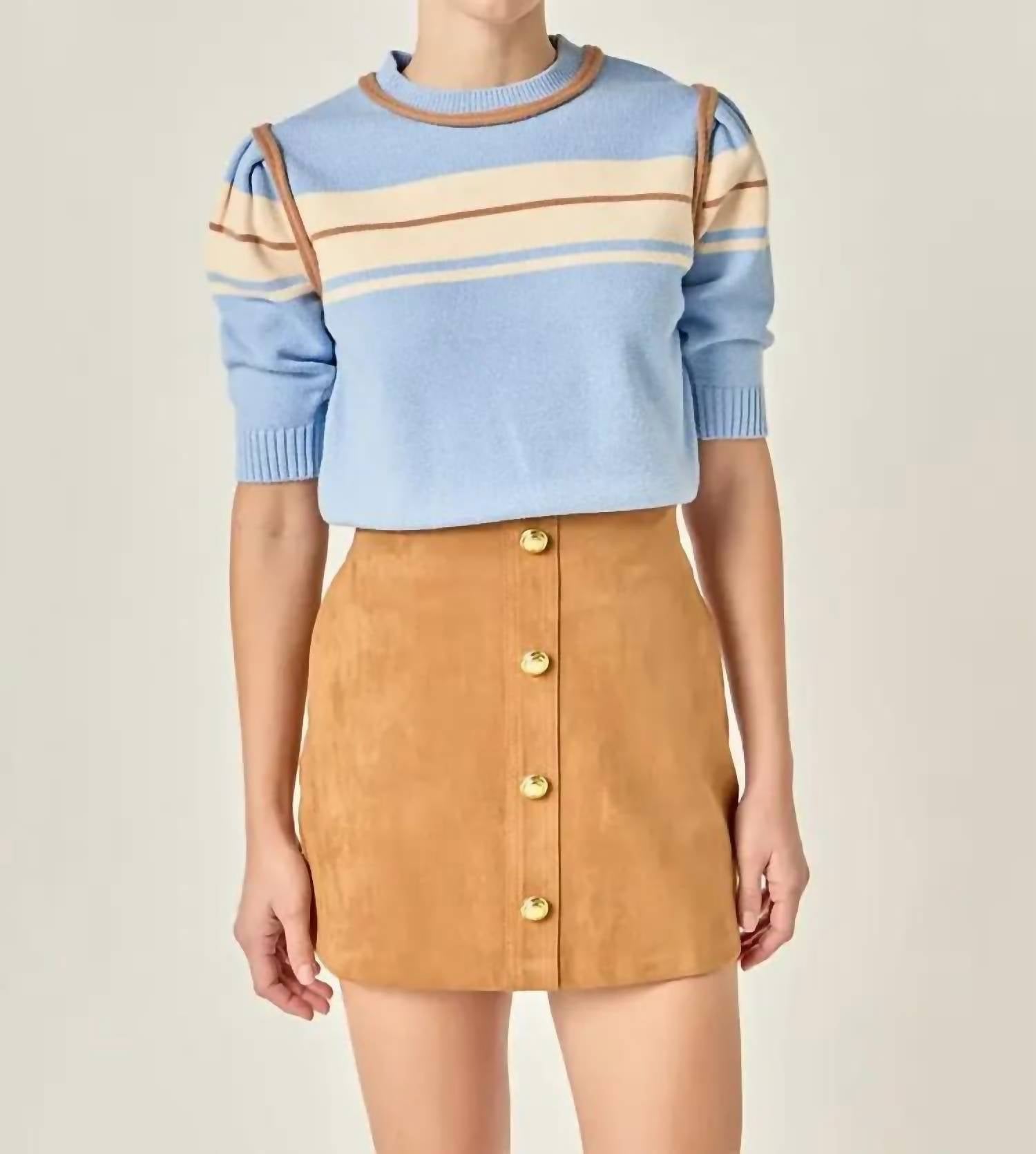 2.7 AUGUST APPAREL Jessica Sweater Top in blue - women's sweater