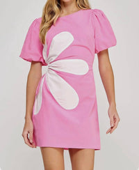 Strut & Bolt - Side Cut-out Flower Detail Mini Dress