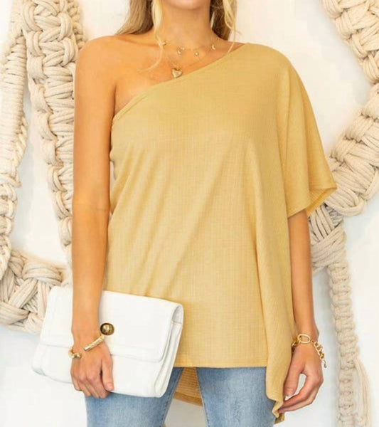 Ninexis - One Shoulder Draped Top