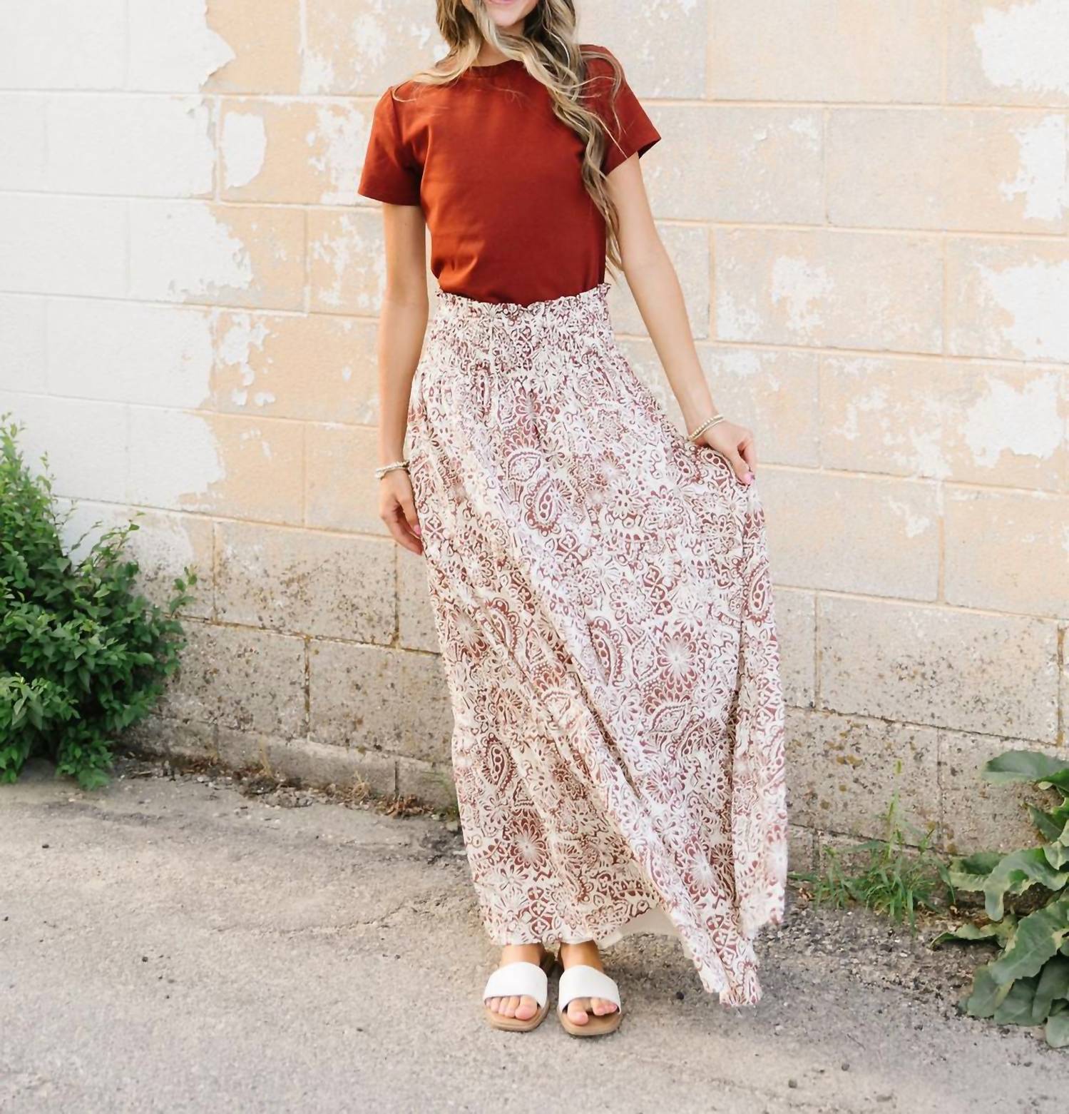 Mikarose Waverly Maxi Skirt in rust - women's skirt - view 4