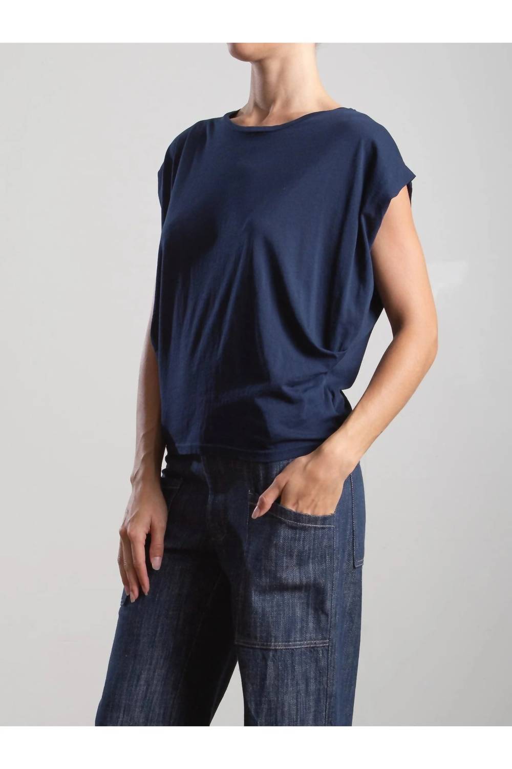 Pharaoh Terrance Tuck Tee in midnight - women's t-shirt - detail view