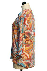 Nally & Millie - Women's Swirl Print V Neck Top
