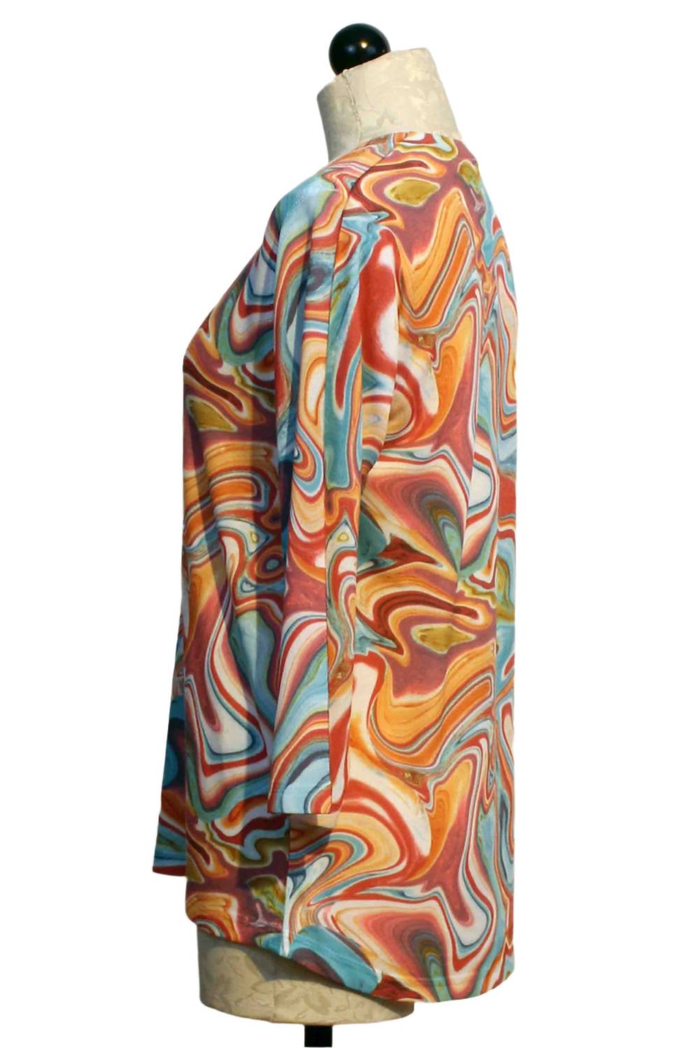 Nally & Millie - Women's Swirl Print V Neck Top
