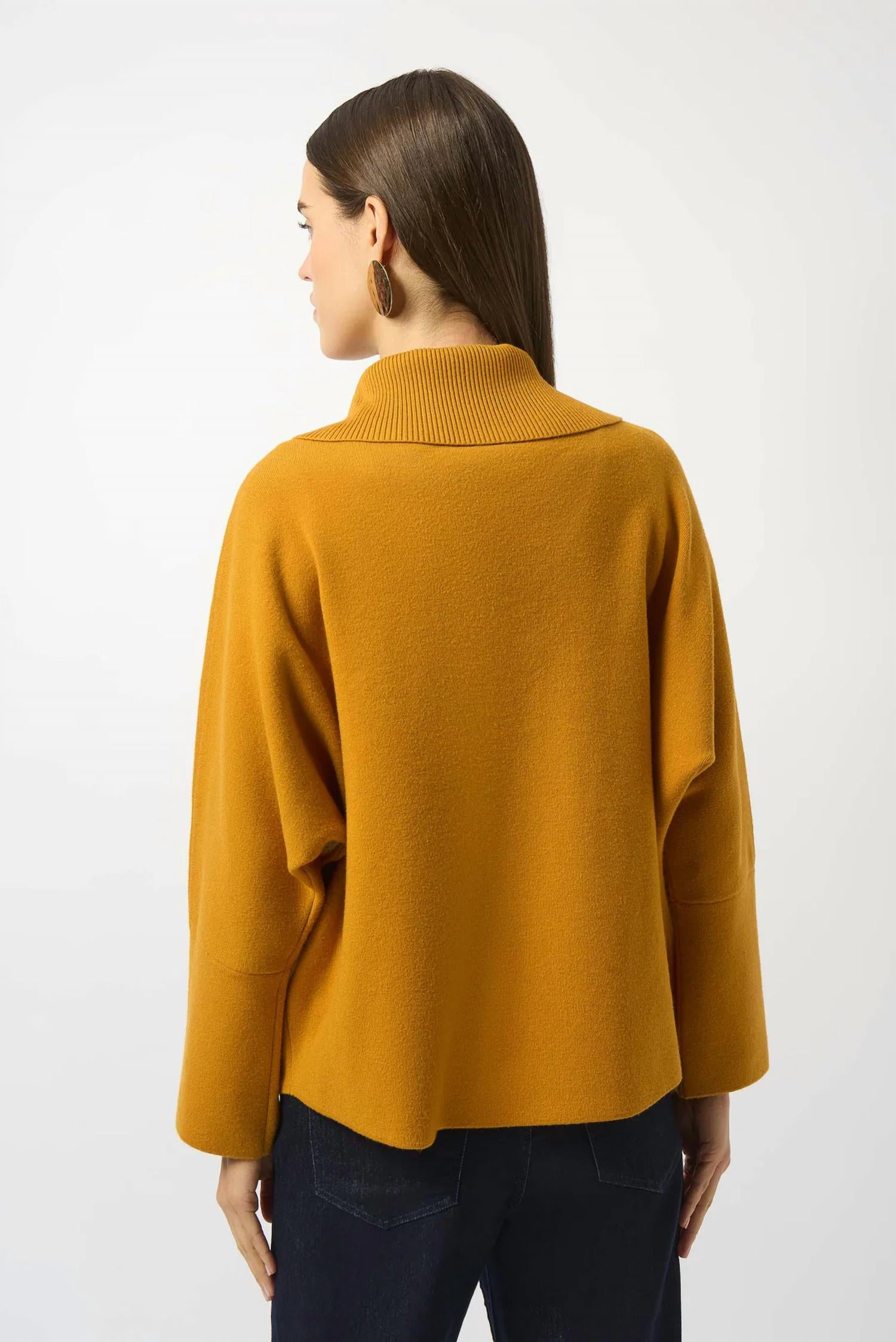 Joseph Ribkoff Zipped Collar 3/4 Sleeves Boxy Sweater Top in medallion - women's sweater - view 5