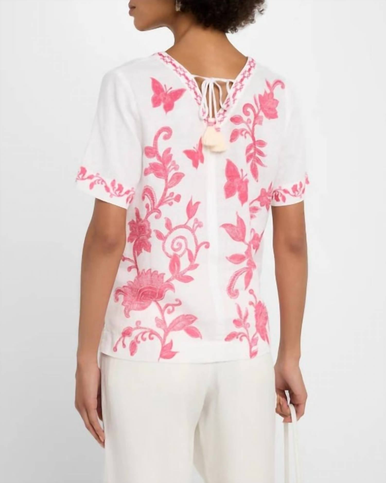 Johnny Was - V-NECK TIE BACK BLOUSE Alycia