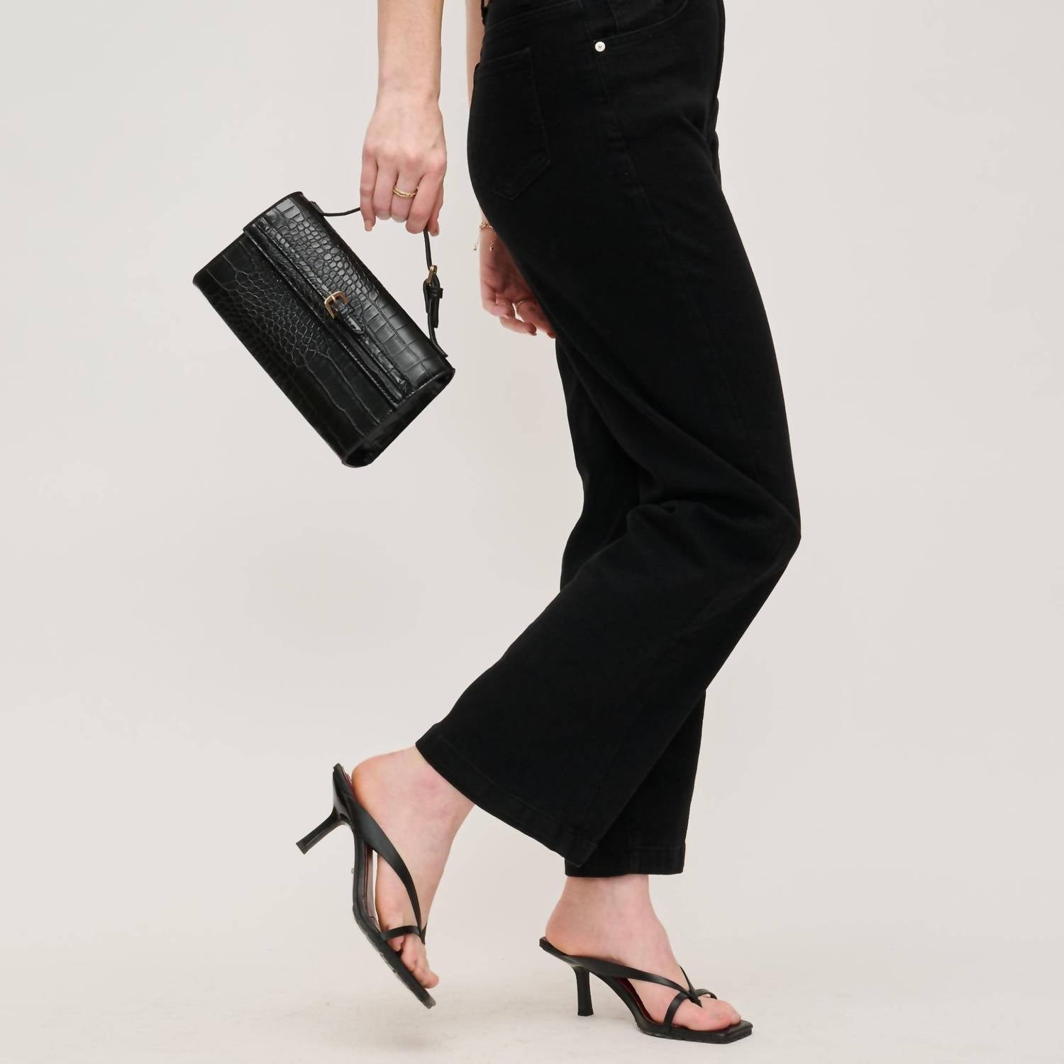 Urban Expressions - Women's Thea Vegan Leather Croc Print Crossbody Top Handle Bag