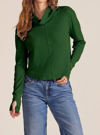 bobi Cowlneck Long Sleeve Pullover in hunter - women's sweater
