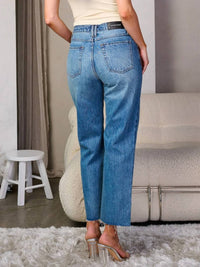 Smoke & Mirrors - Button Closure Distress Wide Leg Denim Jeans