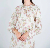 John Abgin - Chiffon Floral Waisted Midi Dress