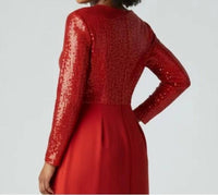 Reiss Cara Sequin Waisted Mini Dress in red - women's dress - detail view
