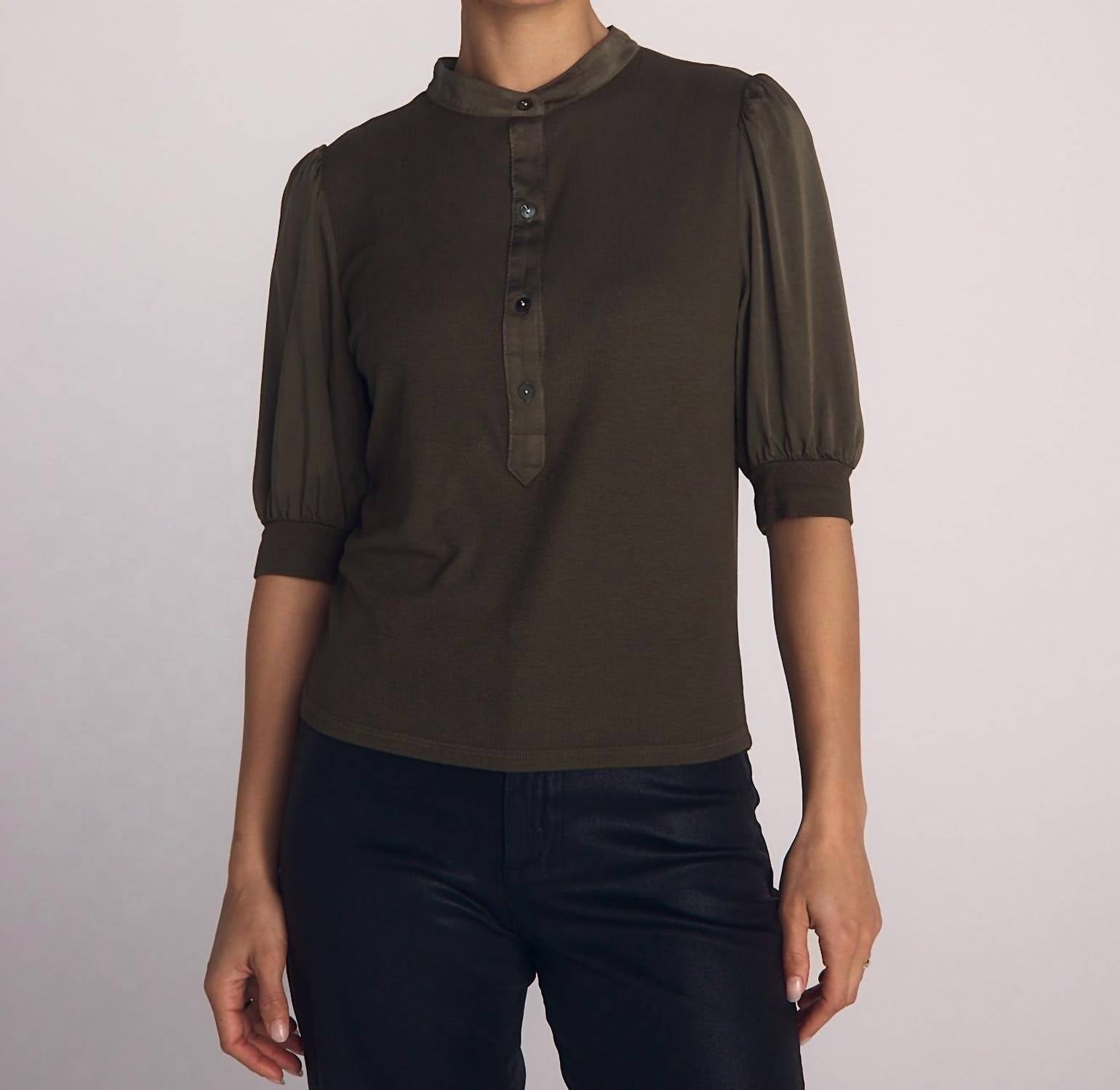 Bella Dahl - Short Sleeve Placket Mixed Shirt